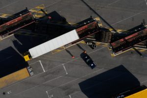 Terminal Le Boulou - Chargement d'un wagon vu du ciel